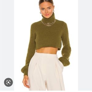 Camille coelho revolve green crop sweater